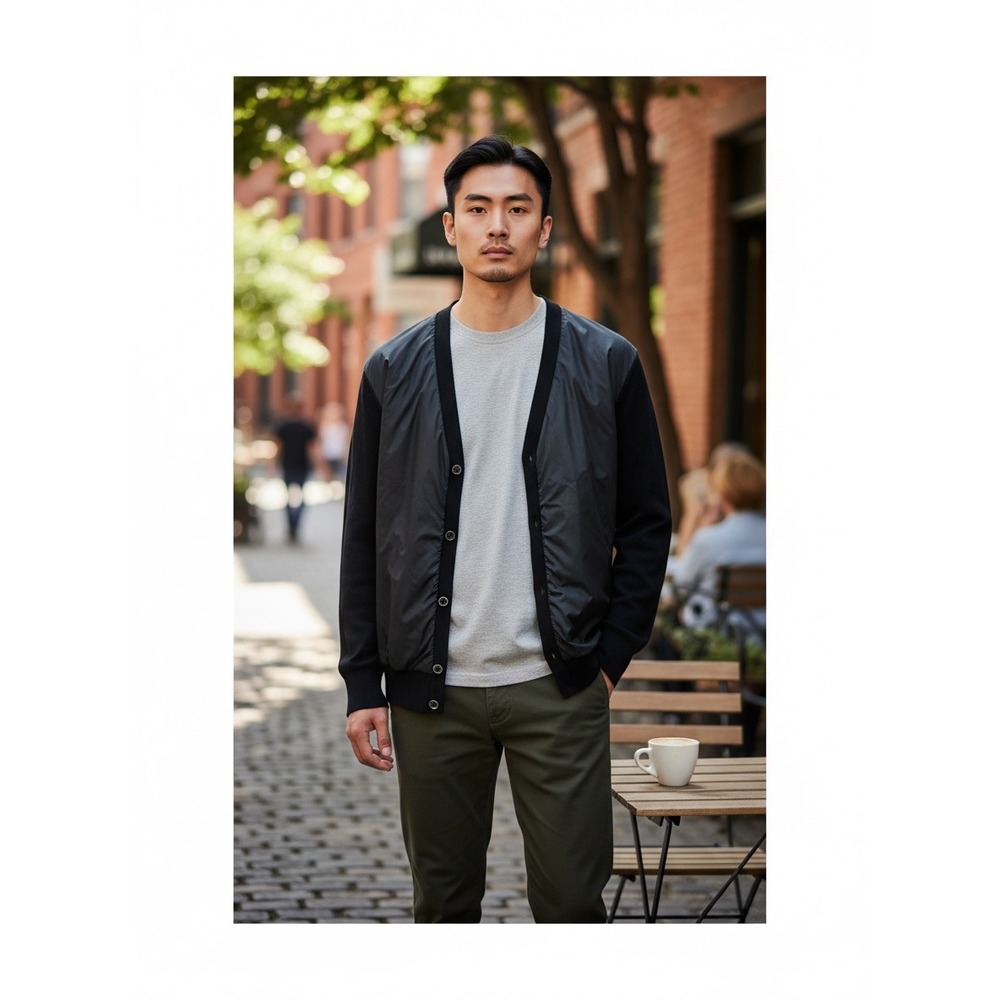 Gorpcore Moncler Cardigan Tricot Hybrid Nylon Knit Black XXXL